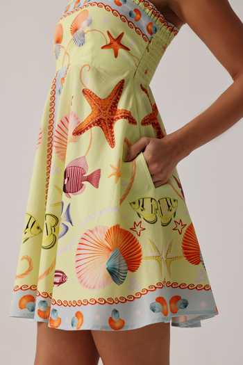 Buy_NOIB_Multi Color Cotton Satin Square Neck Nora Placement Print Dress _Online_at_Aza_Fashions