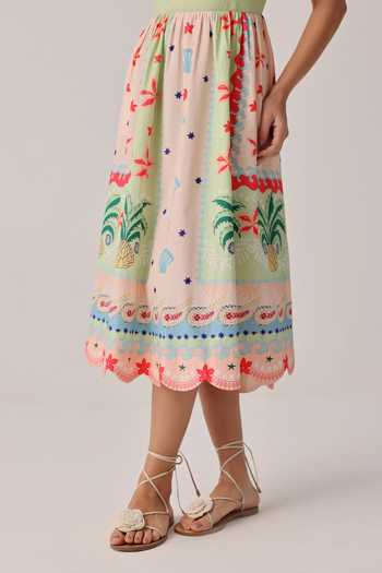 Buy_NOIB_Multi Color Poplin Boat Neck Lyla Placement Print Dress _Online_at_Aza_Fashions