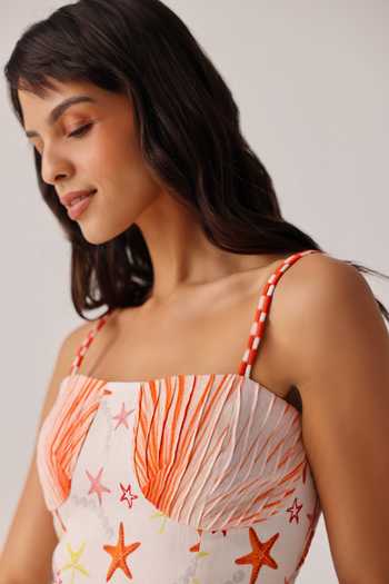 Buy_NOIB_Multi Color Linen Square Neck Ruby Placement Print Maxi Dress _Online_at_Aza_Fashions