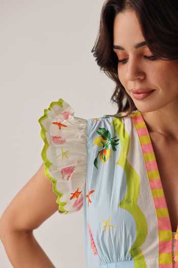 NOIB_Multi Color Poplin V-neck Estella Printed Maxi Dress _Online_at_Aza_Fashions