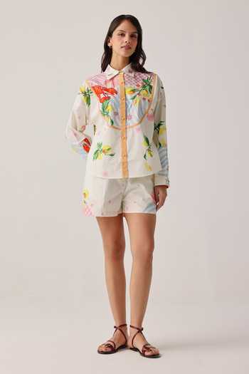 NOIB_Multi Color Poplin Collared Hand Embroidered Shirt _Online_at_Aza_Fashions