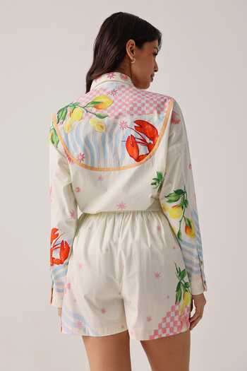 Buy_NOIB_Multi Color Poplin Collared Hand Embroidered Shirt _Online_at_Aza_Fashions