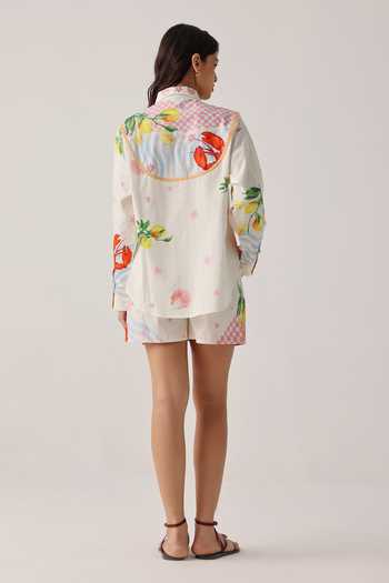 Shop_NOIB_Multi Color Poplin Collared Hand Embroidered Shirt _at_Aza_Fashions