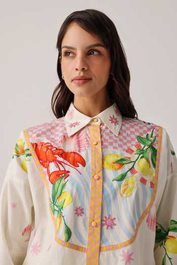 Shop_NOIB_Multi Color Poplin Collared Hand Embroidered Shirt 