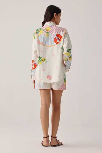 Shop_NOIB_Off White Poplin Mia Printed Shorts _at_Aza_Fashions
