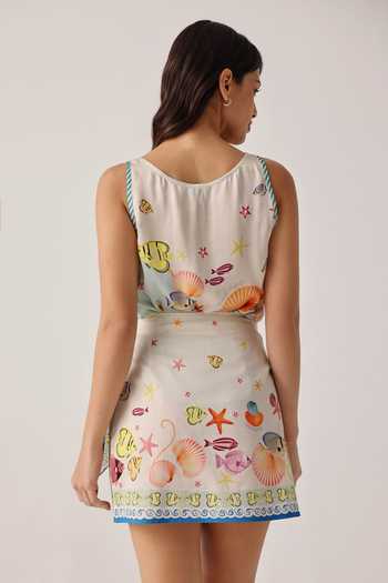 Shop_NOIB_Multi Color Cotton Satin Wrap Me Round Printed Skirt _at_Aza_Fashions
