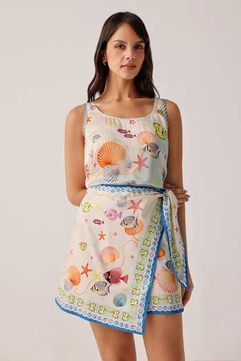 NOIB_Multi Color Cotton Satin Wrap Me Round Printed Skirt _Online_at_Aza_Fashions