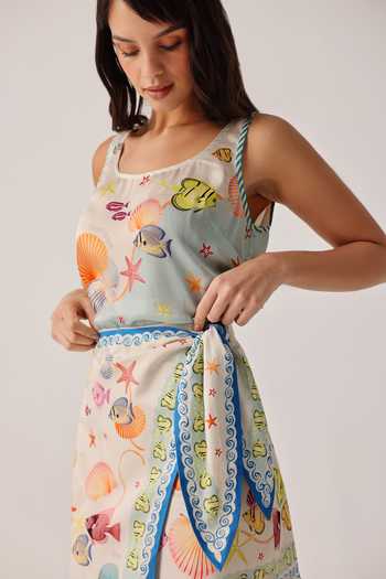 Shop_NOIB_Multi Color Cotton Satin Wrap Me Round Printed Skirt _Online_at_Aza_Fashions