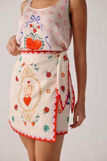 Shop_NOIB_Ivory Cotton Satin Wrap Me Round Printed Skirt _Online_at_Aza_Fashions