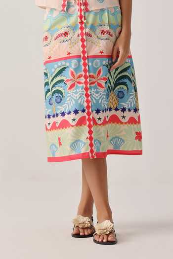 Buy_NOIB_Multi Color Cotton Satin Kaia Skirt _Online_at_Aza_Fashions