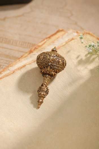 Buy_Cosa Nostraa_Gold Stones Hanuman Gada Brooch _at_Aza_Fashions