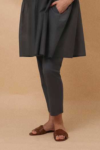MATI_Grey Cotton Mul Rib Vena Tunic And Pant Co-ord Set _Online_at_Aza_Fashions