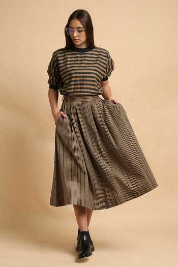 Buy_MATI_Brown Cotton Round Neck Medium Striped New Sphara Crop Top _at_Aza_Fashions