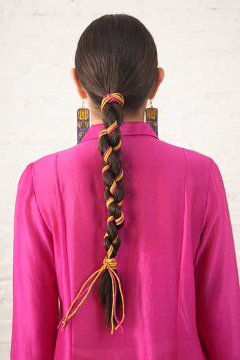 Buy_Myoho_Fuchsia Chanderi Embroidery, Beads Collared, Yes Hand Pintuck Kurta And Pant Set 