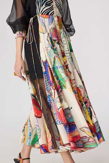 Buy_Saaksha & Kinni_Multi Color Chanderi, Silk Organza Mandarin Collar Sonam Maxi Dress _Online_at_Aza_Fashions