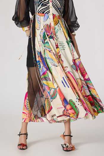 Saaksha & Kinni_Multi Color Chanderi, Silk Organza Mandarin Collar Sonam Maxi Dress _at_Aza_Fashions