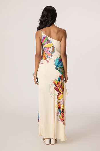 Shop_Saaksha & Kinni_Multi Color Crepe One Shoulder Dorothy Print Dress _at_Aza_Fashions