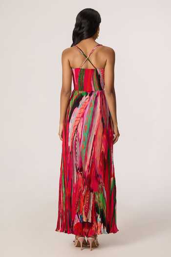 Shop_Saaksha & Kinni_Multi Color Silk, Cotton, Chiffon Sweetheart Neck Kiara Maxi Dress _at_Aza_Fashions