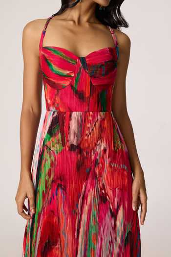 Buy_Saaksha & Kinni_Multi Color Silk, Cotton, Chiffon Sweetheart Neck Kiara Maxi Dress 