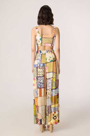Shop_Saaksha & Kinni_Multi Color Jersey Square Neck Juniper Printed Bustier _at_Aza_Fashions