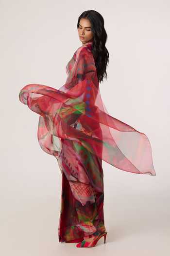 Buy_Saaksha & Kinni_Pink Silk Organza Agatha Printed Saree _Online_at_Aza_Fashions