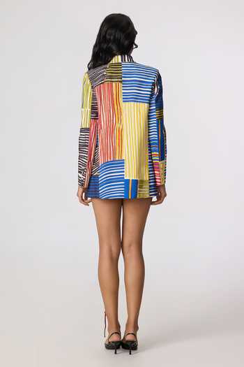 Shop_Saaksha & Kinni_Multi Color Crepe Rebekkah Printed Blazer _at_Aza_Fashions