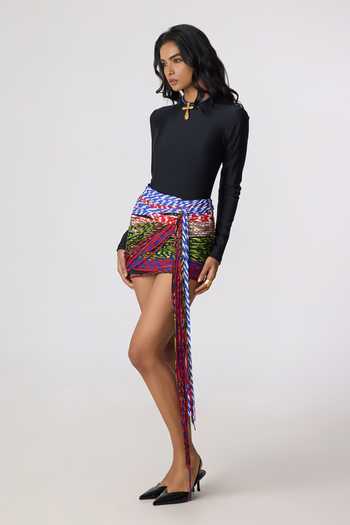 Buy_Saaksha & Kinni_Black Lycra High Neck Juana Bodysuit _Online_at_Aza_Fashions