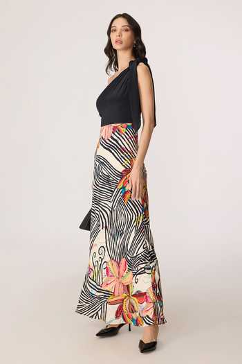 Buy_Saaksha & Kinni_Black Crepe One Shoulder Sylvia Printed Dress _Online_at_Aza_Fashions
