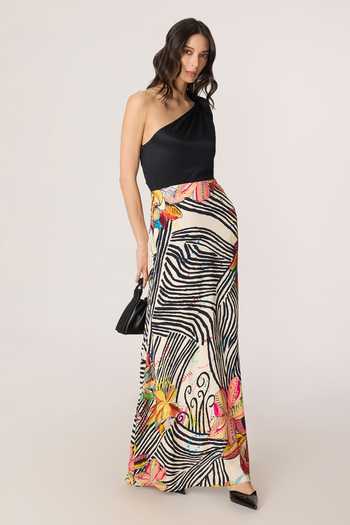 Buy_Saaksha & Kinni_Black Crepe One Shoulder Sylvia Printed Dress 