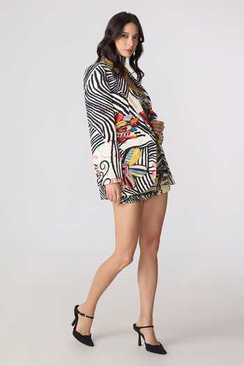 Shop_Saaksha & Kinni_Multi Color Crepe Rebekkah Printed Blazer _Online_at_Aza_Fashions
