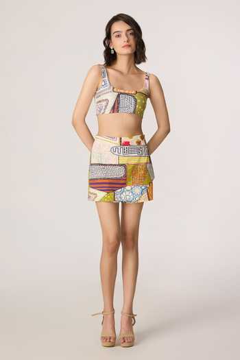Buy_Saaksha & Kinni_Multi Color Cotton, Cambric Cinnora Print Skort _Online_at_Aza_Fashions