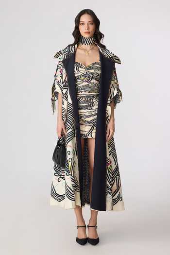 Shop_Saaksha & Kinni_Multi Color Chiffon Sweetheart Neck Millie Print Dress _at_Aza_Fashions