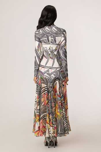 Shop_Saaksha & Kinni_Multi Color Chiffon, Lycra High Neck Maeva Printed Dress _at_Aza_Fashions