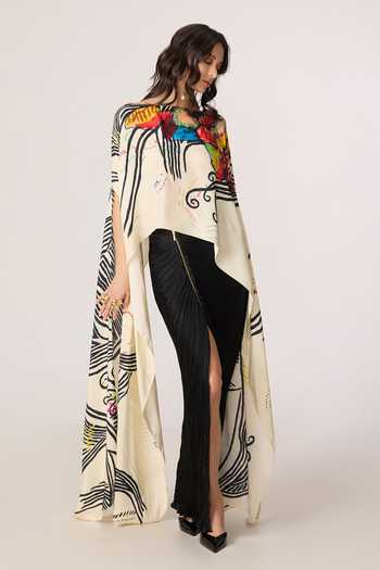 Buy_Saaksha & Kinni_Black Chiffon, Polyester Gigi Pleated Skirt _at_Aza_Fashions