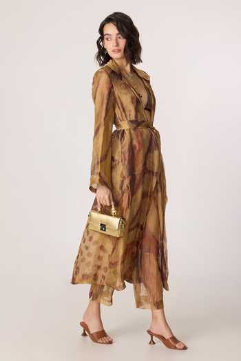 Shop_Saaksha & Kinni_Gold Silk, Tissue Vellora Print Trouser _at_Aza_Fashions