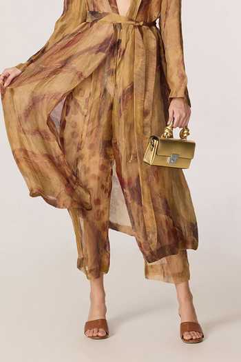 Buy_Saaksha & Kinni_Gold Silk, Tissue Vellora Print Trouser _Online_at_Aza_Fashions