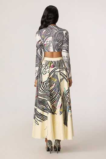 Shop_Saaksha & Kinni_Multi Color Lycra Boat Neck Gigi Print Blouse _at_Aza_Fashions