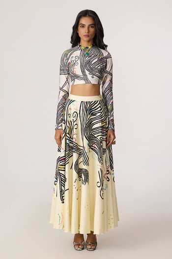 Saaksha & Kinni_Multi Color Cambric Dracy Printed Skirt _Online_at_Aza_Fashions