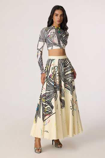 Buy_Saaksha & Kinni_Multi Color Cambric Dracy Printed Skirt _Online_at_Aza_Fashions