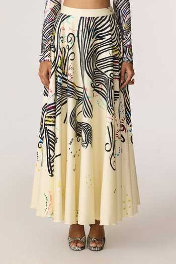 Saaksha & Kinni_Multi Color Cambric Dracy Printed Skirt _at_Aza_Fashions