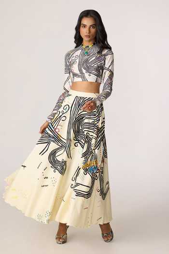 Buy_Saaksha & Kinni_Multi Color Cambric Dracy Printed Skirt 