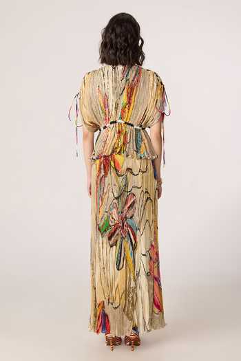 Shop_Saaksha & Kinni_Multi Color Chiffon, Jersey, Polyester Monica Print Skirt _at_Aza_Fashions