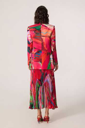 Shop_Saaksha & Kinni_Pink Crepe Rebekkah Printed Blazer _at_Aza_Fashions