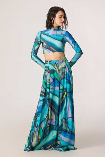 Buy_Saaksha & Kinni_Multi Color Lycra Boat Neck Gigi Printed Blouse 