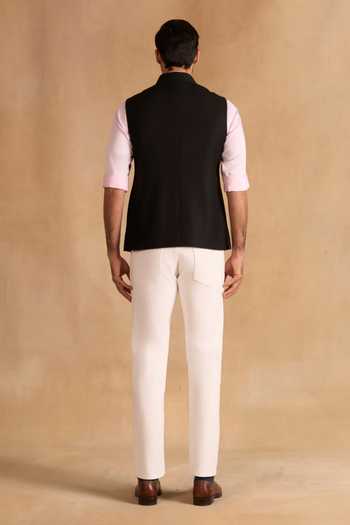 Shop_Raghavendra Rathore Jodhpur_Black Heritage Nehru Jacket _at_Aza_Fashions