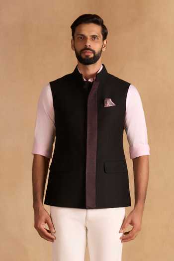 Buy_Raghavendra Rathore Jodhpur_Black Heritage Nehru Jacket _at_Aza_Fashions