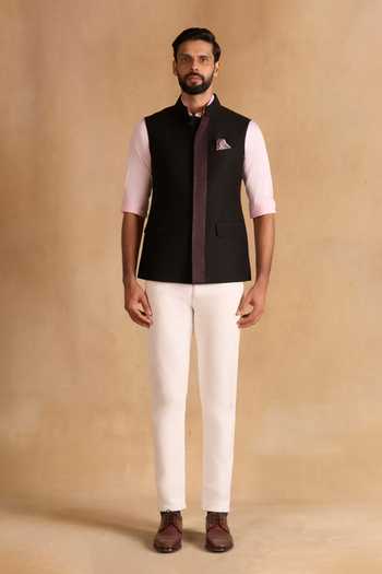 Shop_Raghavendra Rathore Jodhpur_Black Heritage Nehru Jacket _Online_at_Aza_Fashions