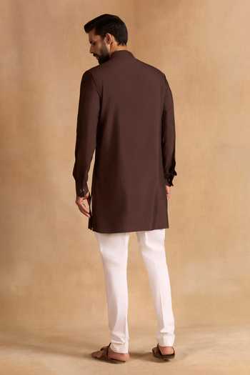 Shop_Raghavendra Rathore Jodhpur_Brown Classic Kurta _at_Aza_Fashions