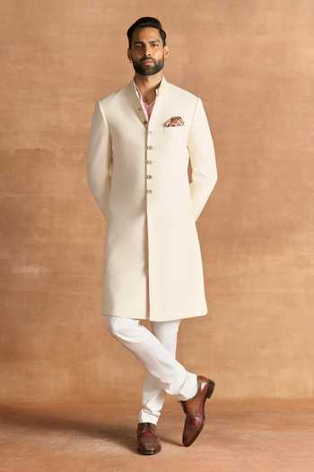 Buy_Raghavendra Rathore Jodhpur_Off White Suiting Ivory Elite Sherwani _at_Aza_Fashions