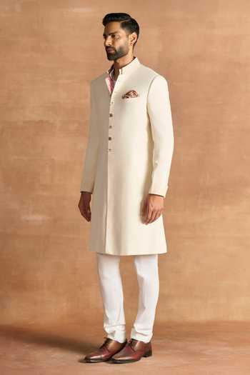 Buy_Raghavendra Rathore Jodhpur_Off White Suiting Ivory Elite Sherwani _Online_at_Aza_Fashions